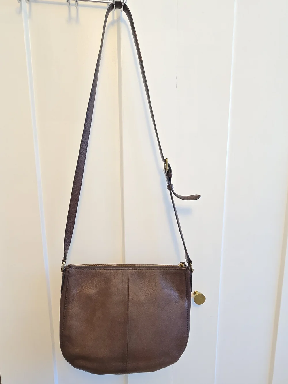 Frye Brown Leather Buckle Crossbody Bag